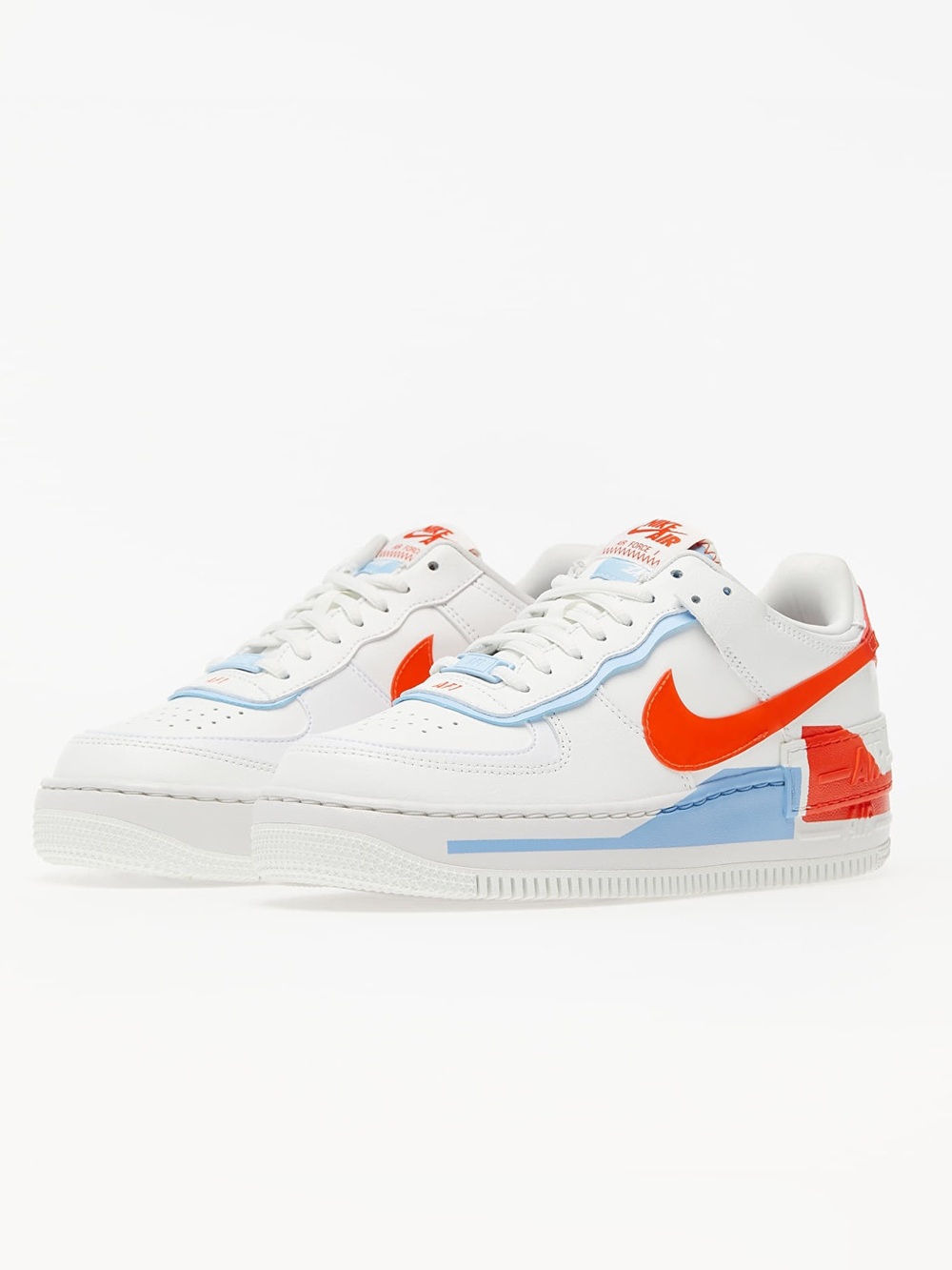 Nike Air Force 1 Shadow White Bright Crimson Light Blue Women's